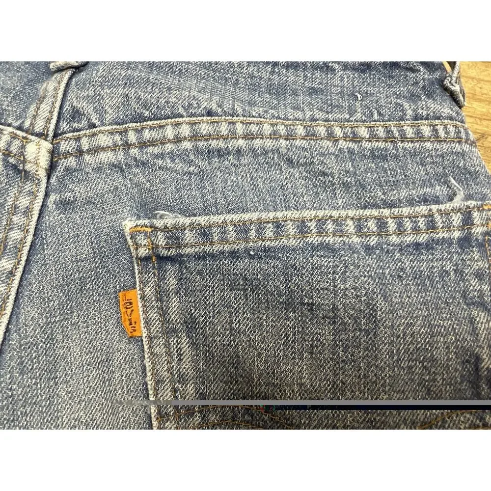 Vintage Levi’s 684 Orange Tab Bell Bottom Jeans 28x30 USA 70s Flare Distressed